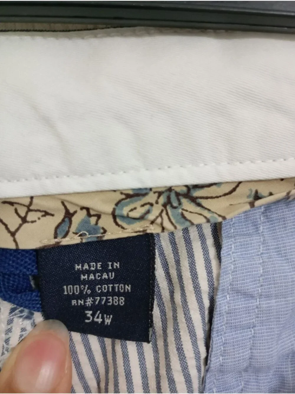 J. Crew Mens Striped 100% Cotton Shorts 34W Gray & White Casual Summer Wear